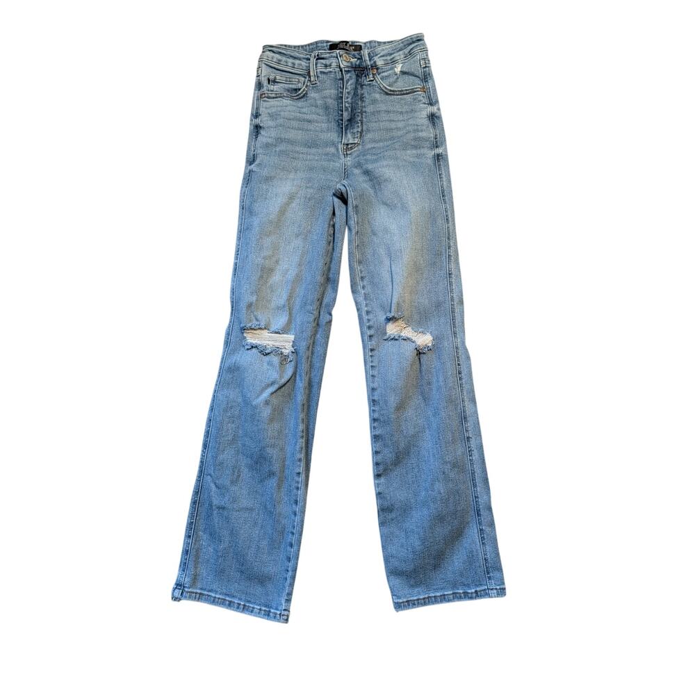 Judy Blue Women's High Rise Distressed Wide Leg Light Wash Jeans Size 3/26